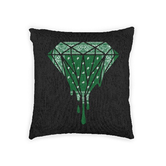 Green Bandana Diamond Emerald Dripg Hip Hop Street Woven Pillows