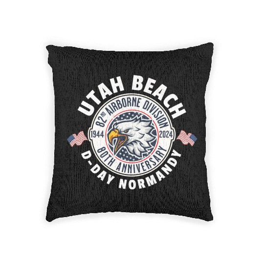 UTAH Beach airborne division 80th anniversary Woven Pillows