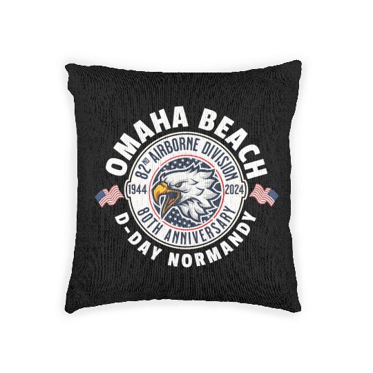 Omaha Beach airborne division 80th anniversary Woven Pillows