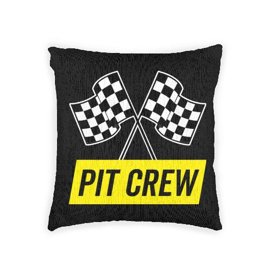 Yellow Italic Pit Crew For Racing Party Costume Woven Pillows