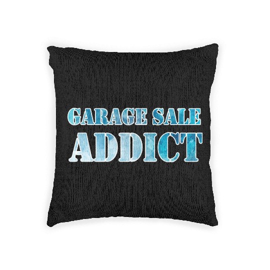 Garage Sale Addict blue watercolor Woven Pillows