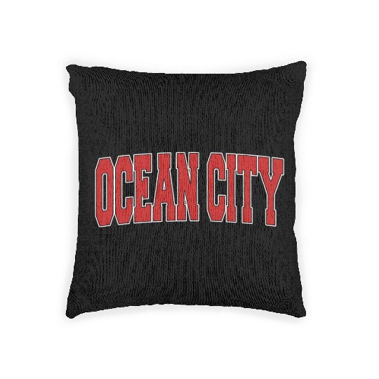 Ocean City Nj New Jersey Varsity Style Usa Sports Woven Pillows