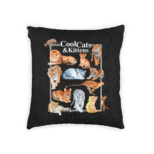 Cats And Kittens Tiger Lion Leopard Felines Woven Pillows