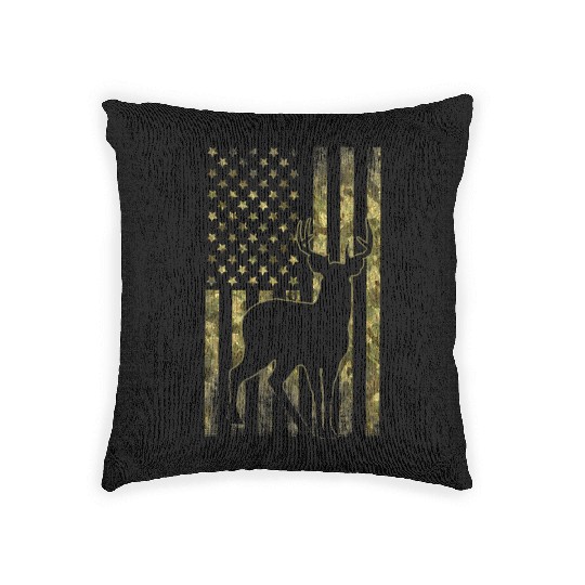 Mule Buck Deer Hunting American Camouflage Usa Fla Woven Pillows