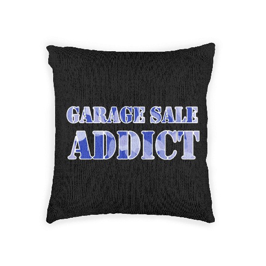 Garage Sale Addict blue camo Woven Pillows