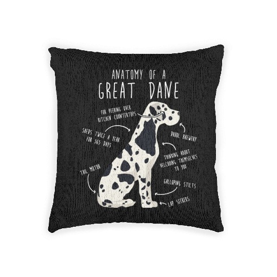 Harlequin Great Dane Dog Anatomy Woven Pillows