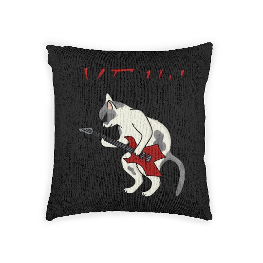 Cat Rock Guitar Woven Pillows
