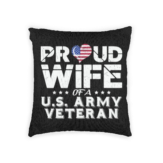 Proud Wife Of A Us Veteran Army Woven Pillows