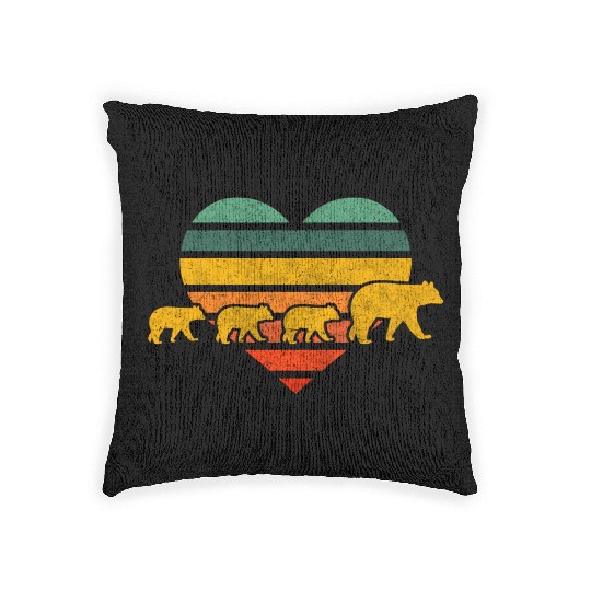 Mama Bear Three Cubs Heart Mothers Day Woven Pillows