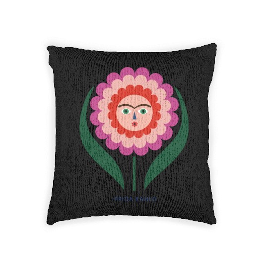 Frida Kahlo Colorful Flower Feminist Mexican Woven Pillows