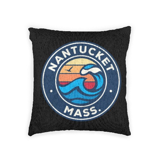 Nantucket Massachusetts Ma Nautical Waves Woven Pillows