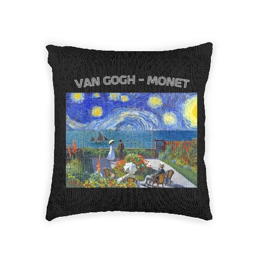 Starry Night Garden At Sainte Adresse Impressionis Woven Pillows