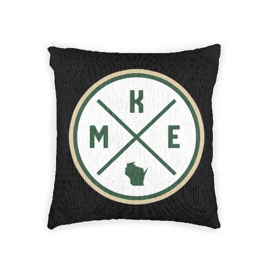 Milwaukee Circle Patch Green Woven Pillows