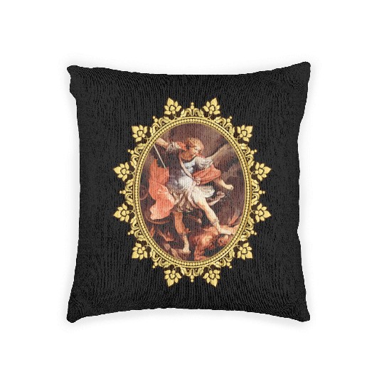 St. Michael the Archangel Icon Dragon Catholic Ang Woven Pillows