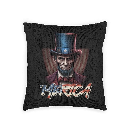 Merica Lincoln Independence Day Party 4th July Woven Pillows