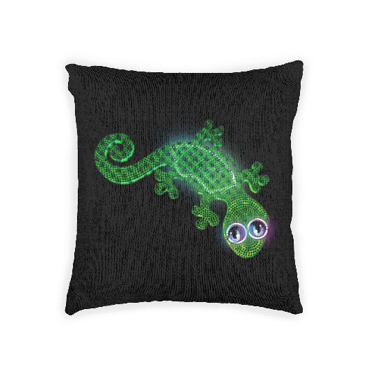 Green lizard Woven Pillows