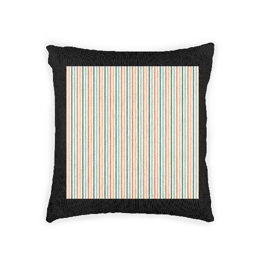 Orange Teal Stripes Woven Pillows