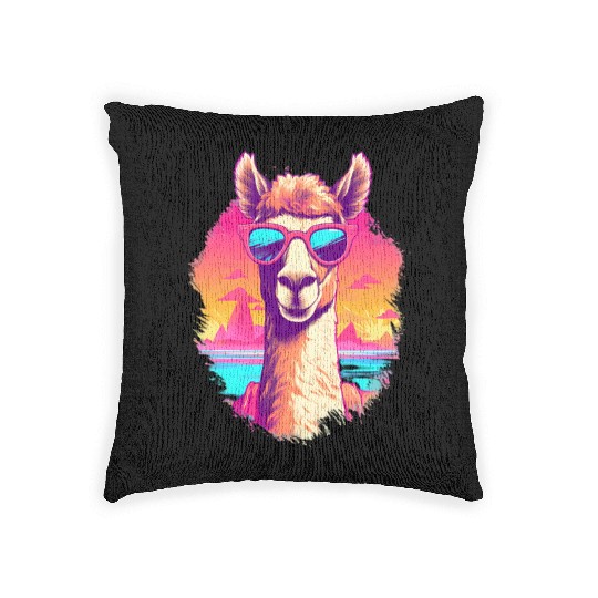 Funny Alpaca with Sunglasses - Alpacatude Woven Pillows