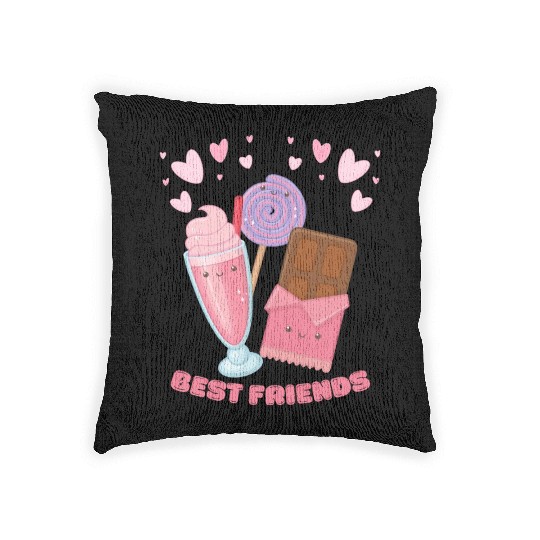 Cute Best Friends Lollipop Ice cream And Chocolate Woven Pillows