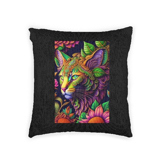 AI cat design Woven Pillows