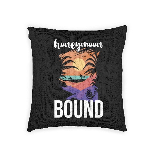 Bride Groom Vacation Newlywed Couple Honeymoon Woven Pillows