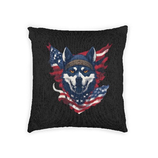 Cute American Pride 4th of July Dog Flag Woven Pillows