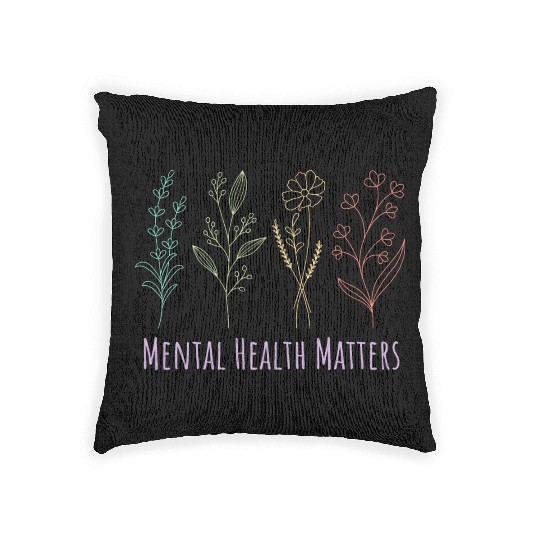 Mental Health Matters | Quote Florals Peach Candy Woven Pillows