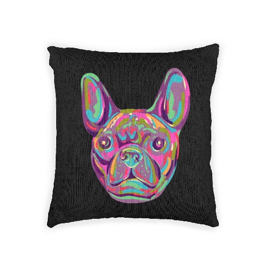 French Bulldog Frenchie head Pop art style Woven Pillows