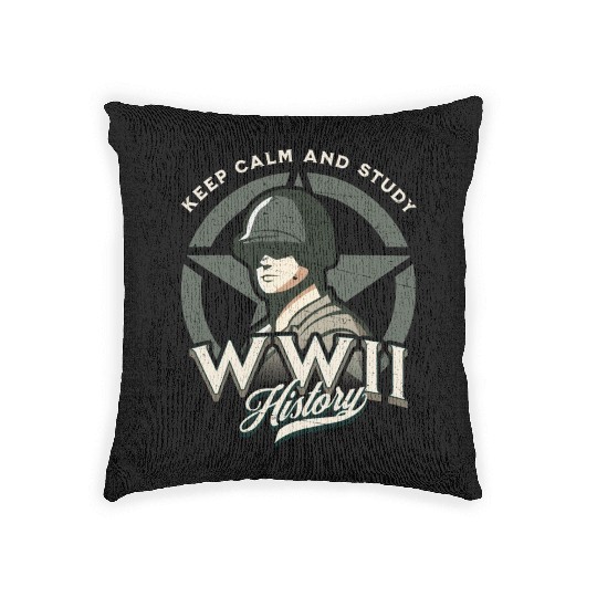 Keep calm and study WWII history Woven Pillows