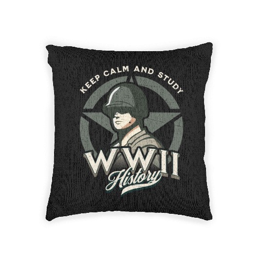Keep calm and study WWII history Woven Pillows