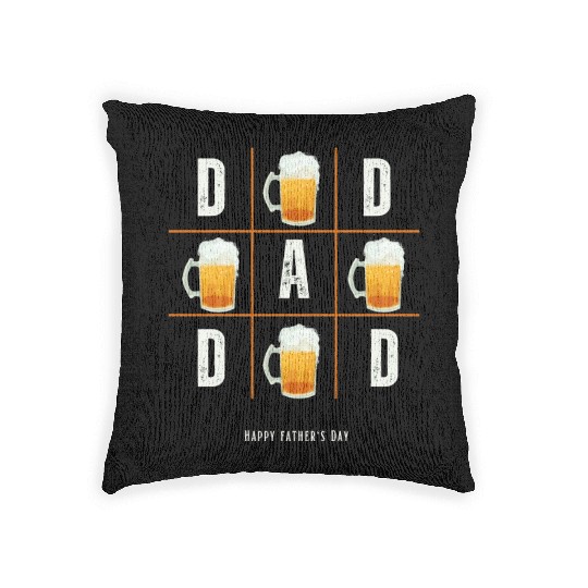 Happy Father's Day style Tic Tac Toe and Beer Woven Pillows