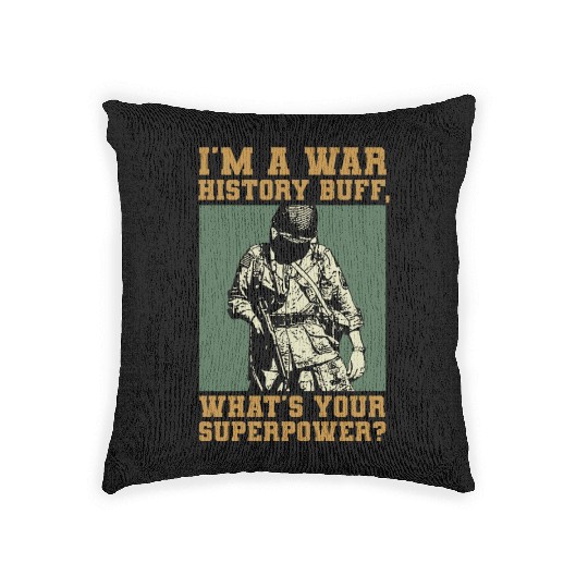War History Buff - WW2 Enthusiast Woven Pillows