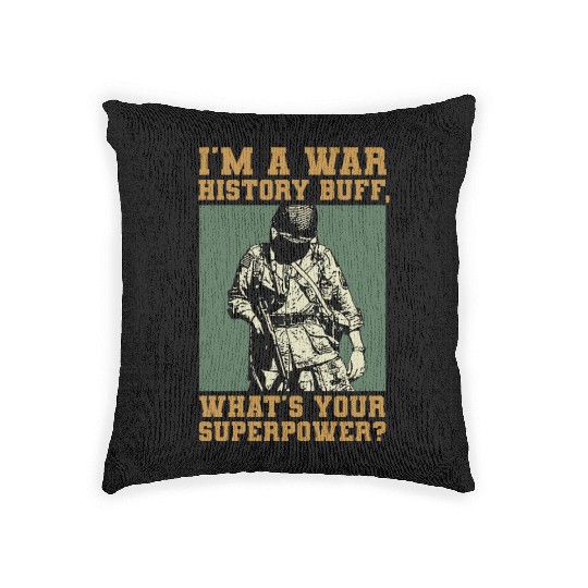 War History Buff - WW2 Enthusiast Woven Pillows