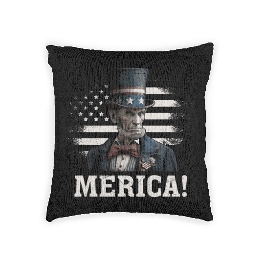 Merica Lincoln President Independence Day Party Woven Pillows