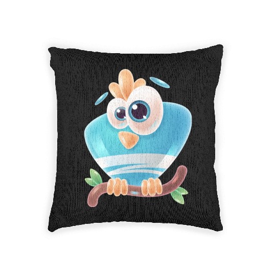 Cute realistic bird Woven Pillows