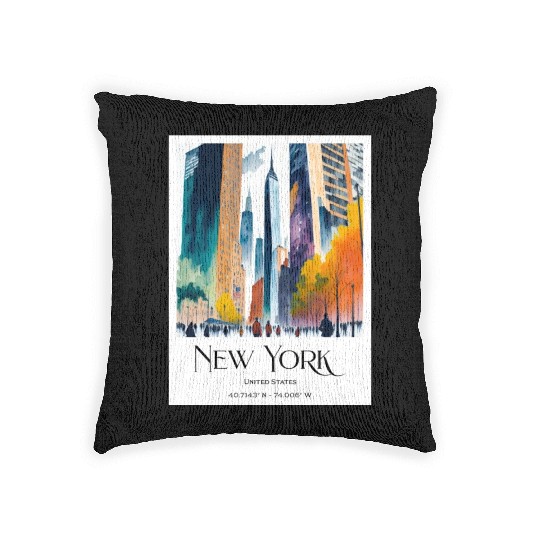 People walking to One World Trade Centre New York Woven Pillows