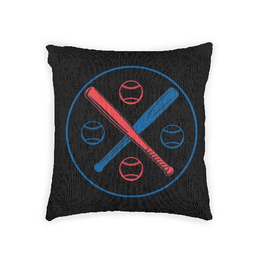 Baseball bat with ball design 2023 Woven Pillows