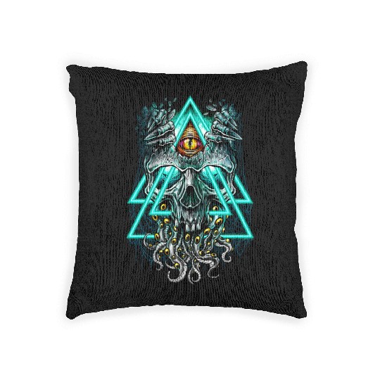 Cthulhu illuminati evil monster Woven Pillows