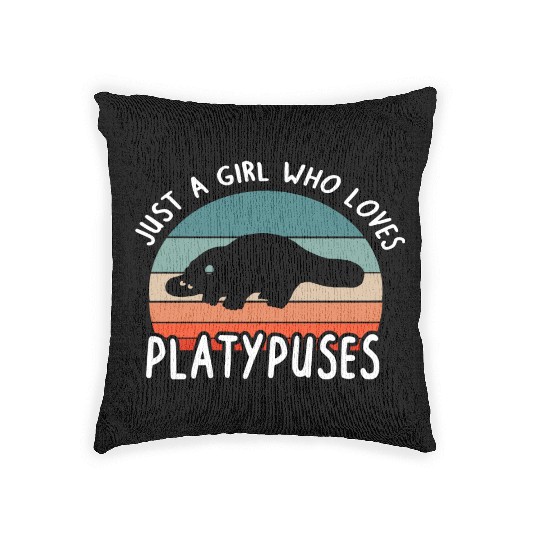 Girl Platypus Lover Illustration Animal Woven Pillows