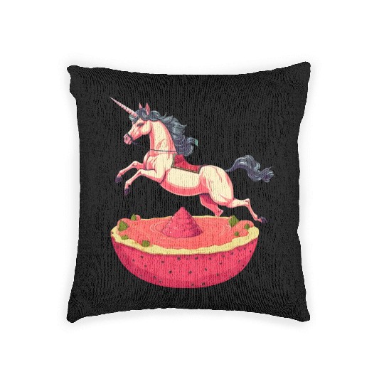Unicorn with Watermelon and Dragonfruit - Tropical Woven Pillows