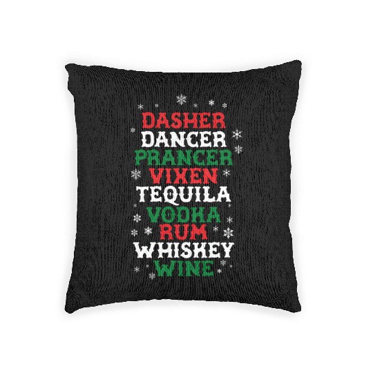 Beer Wine Tequila Reindeer Woven Pillows