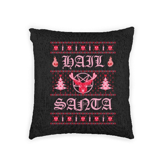 Hail Santa Ugly Pentagram Pastel Goth Woven Pillows