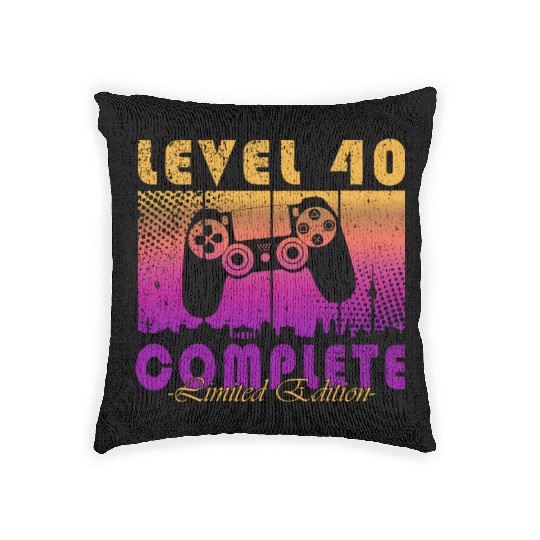 40th Birthday Gaming Level 40 Complete Gamer Woven Pillows