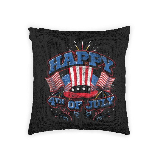Happy 4th Of July US Flag Liberty American Woven Pillows