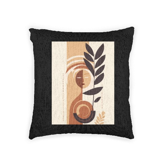 Women Face Mid Century Leaf Oasis Woven Pillows