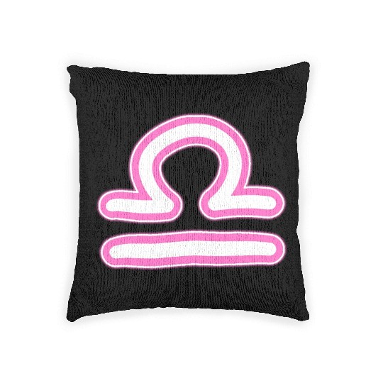 Libra Zodiac Sign Neon Pink Woven Pillows