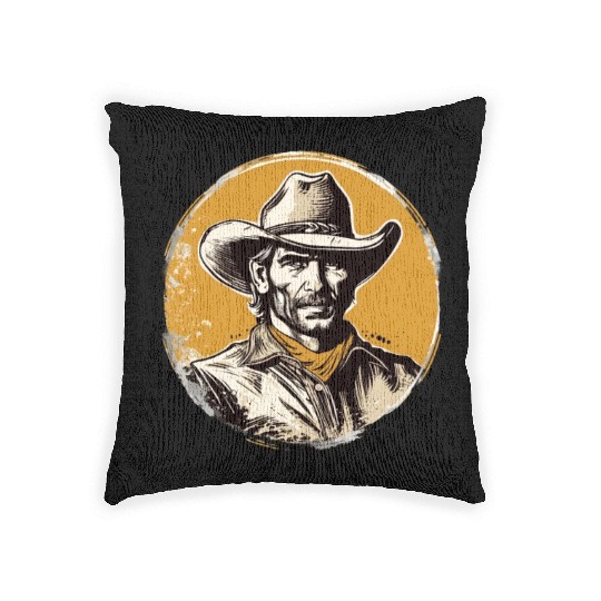 Howdy Partner! Retro Vintage Wild West Cowboy Woven Pillows