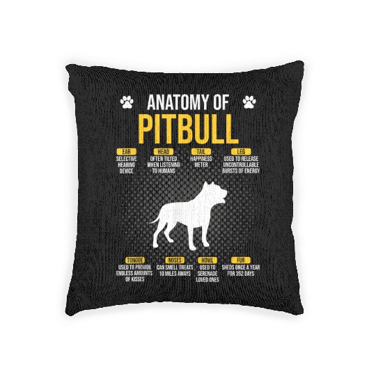 Anatomy Of Pitbull Dog Lover Woven Pillows