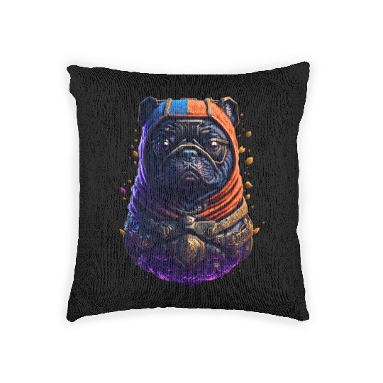 Adorable Frenchie Astronaut: Dog in a Space Suit Woven Pillows