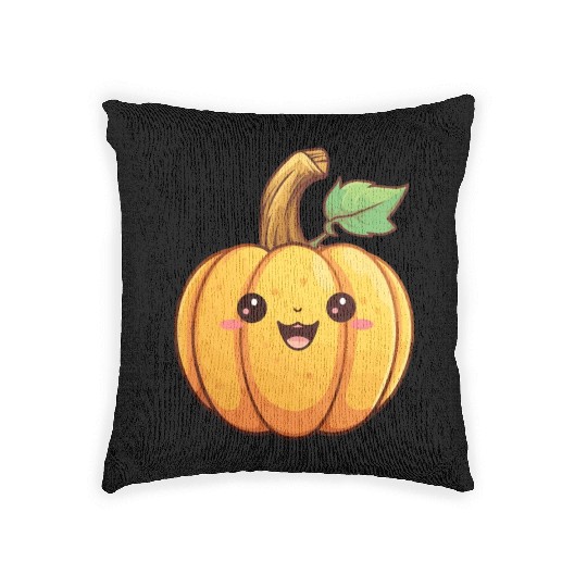 Pumpkin kawaii Woven Pillows